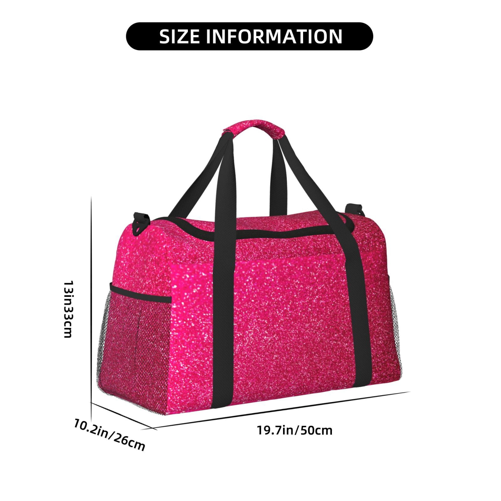 Fuzoiu Rose Red Glitter Print Travel Duffle Bag,Carry On Tote Bags,Duffel Bag,Sport Gym Bag, Hospital Bag for Labor and Delivery, Overnight Bag,Luggage Bag