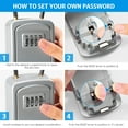 thumbnail image 6 of ORIA Waterproof Key Lock Box, Portable 4 Digit Combination Key Storage Lock Box, Wall Mounted Key Safe Box, 5 Keys Capacity, Silver, 6 of 7