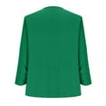 thumbnail image 4 of XPMWRP Women's Solid Color Casual Lightweight Jackets Ruched 3/4 Sleeve Open Front Work Office Blazer Suit Lapel Coat Green M, 4 of 9