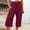 A01_Wine, variant on Womens Cotton Linen Capris Elastic High Waisted Plus Size Solid Color Cargo Pants Casual Straight Leg Button Pocket Trousers