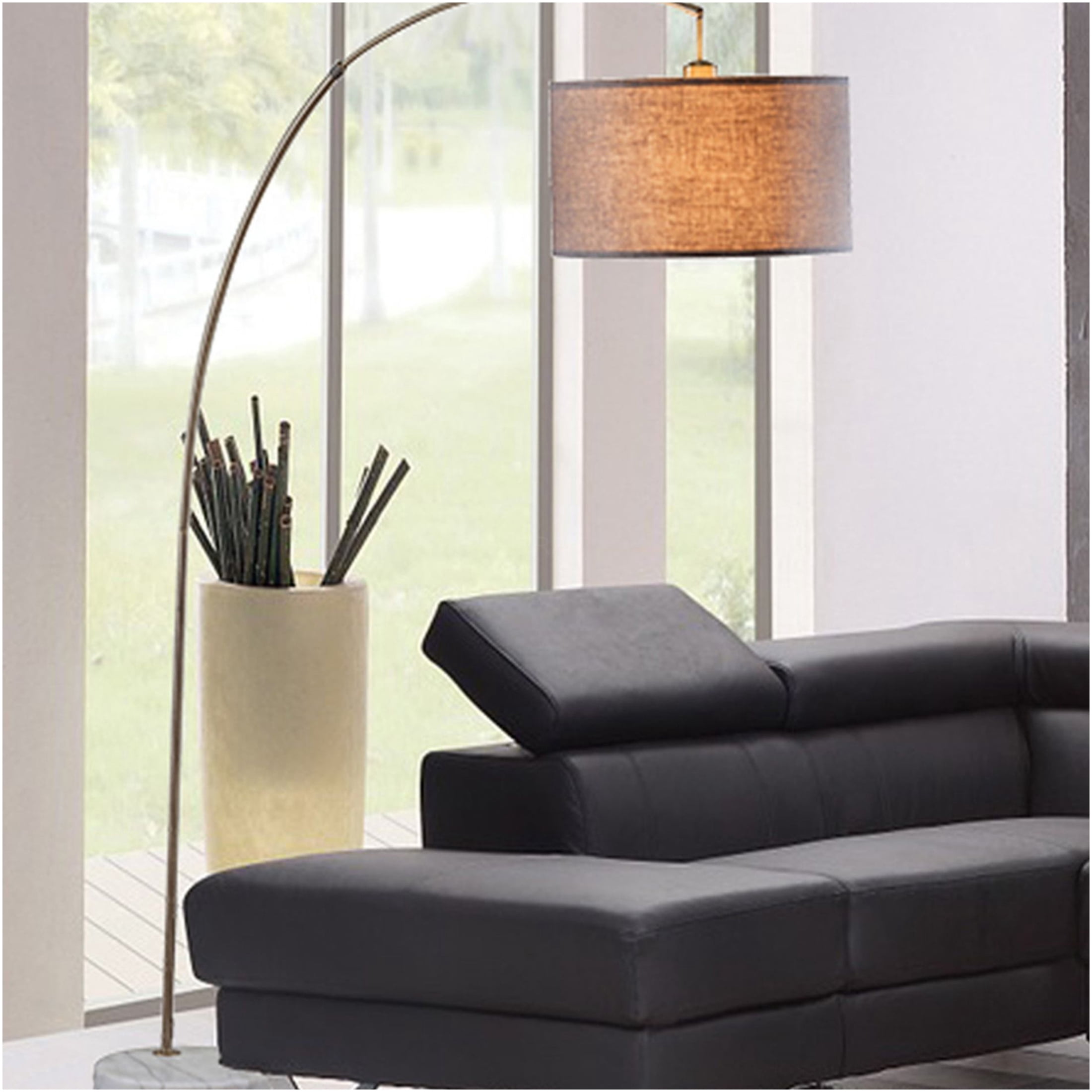 JERFIT Modern Arc Floor Lamp with Marble Base, Multicolor Metal Arch Reading Light for Living Room, Dimmable Standing Lamp with Step-On Switch