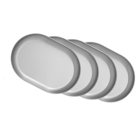 LAIQIEN Rusts Resistant Barbecue Oval Dinning Plates/Soup Basin Stainless Steel Dinnerwares for Outdoor Meals and Picnics