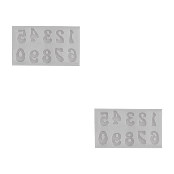 Inteprter Suministros de moldes para fondant A-Z Letras en inglés Molde en relieve Herramientas de decoración de pasteles Fundición de dulces Número de Número/Gris claro 2piezas Inteprter CBP264104
