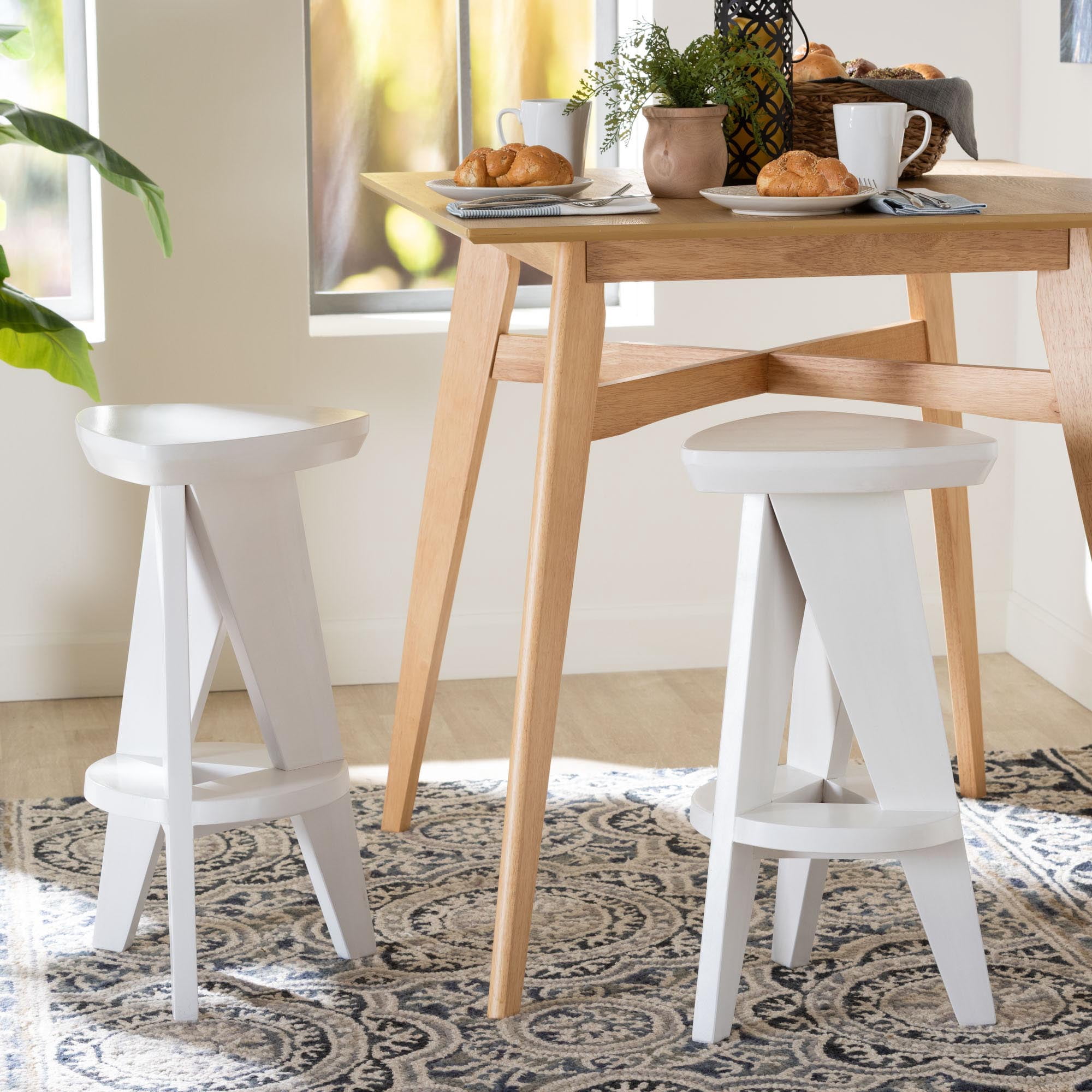 bali & pari Roy Japandi Counter Stool, Counter Height, White