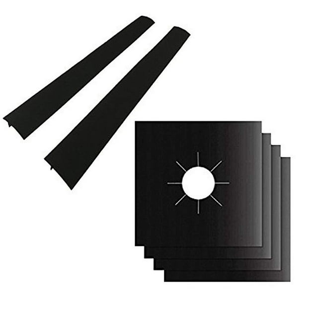 Housse de Brûleur de Cuisinière 4 Pcs, Doublure de Cuisinière Réutilisable, Protecteur avec 2 Interstices de Comptoir de Cuisinière