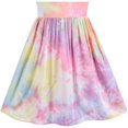 thumbnail image 4 of Sunny Fashion Girls Dress Tie Dye Backless Pink Bow Tie Cross Ruffle Flare Sleeve 4 Years, 4 of 5