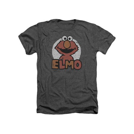 Sesame Street Classic TV Show Elmo Distressed Adult Heather T-Shirt Tee