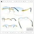 thumbnail image 2 of Serpent Snake Arm Rimless Rectangle Luxury Gangster Sunglasses Gold - Blue Yellow, 2 of 7