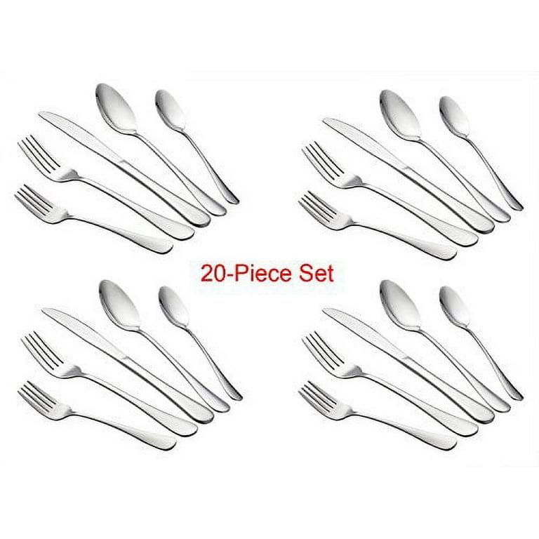 Black Silverware Set, LIANYU 20-Piece Stainless Steel Flatware Cutlery Set for 4