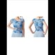 thumbnail image 3 of Blusas Ajustadas de Corta con Frunces y Estampado Floral de Cuello Asimétrico para Mujer Azul L, 3 of 7