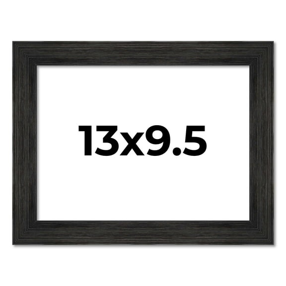 13x9.5 Frame Black Rustic Barnwood Solid Wood Picture Frame | 1.5 Inch Moulding Width | Includes UV