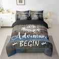 thumbnail image 2 of Happy Camping Bed in a Bag Twin Size Camper Bedding Sets 7 Piece Rustic Farmhouse Themed Comforter Set with Sheets Vintage Wooden Planks Bed Set Adventure Theme Sheets, 2 of 5