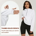 thumbnail image 4 of Xidunhg Women's Hoodies Half Zip Long Sleeve Fleece Lined Crop Pullover Sweatshirts with Pockets Thumb Hole White 2XL, 4 of 10