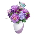 thumbnail image 4 of Mainstays Artificial Silk Rose and Hydrangea Mixed Flower Bush, Purple, 16 in, Indoor Use, 4 of 8