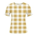 thumbnail image 3 of Enridrech Womens Plaid Shirt Comfort Casual Loose Crew Neck Tees Top Ruffle Short Sleeve Tee Shirts Tops for Women, 3 of 6