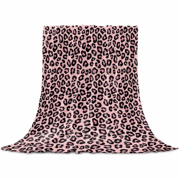 Flannel Throw Blanket for Couch Sofa Bed,Pink Leopard Pattern Soft Cozy Warm Fuzzy Blanket 30x40in