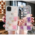 thumbnail image 4 of iPhone 11 Pro Floral Case Girls Women Sparkle Glitter Pressed Dry Real Flower Cover Flexible Soft Rubber Crystal Clear Case for iPhone 11 Pro (Hydrangea-Purple), 4 of 6