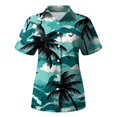 thumbnail image 4 of ASDFVBKG Women Hawaiian Shirt Soft Cool Summer Hawaii Shirts Floral Tropic Print V Neck T-Shirt Short Sleeve Button Up Tops Green L, 4 of 6