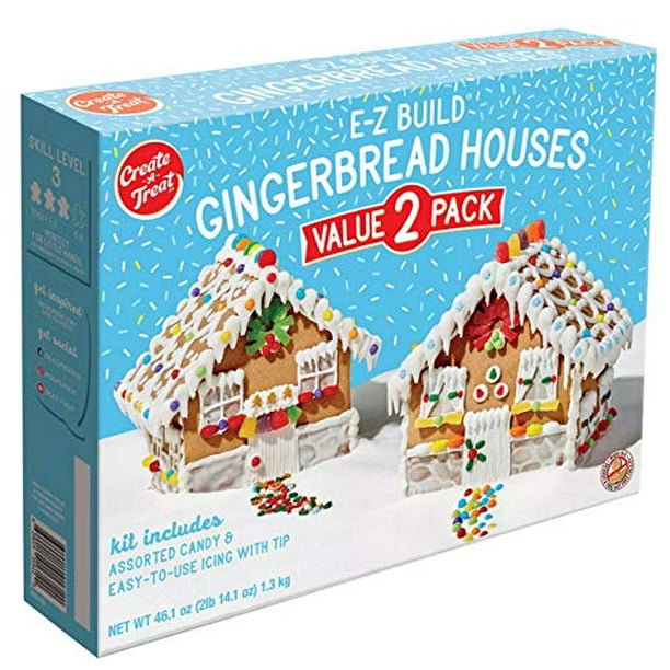 CreateATreat EZ Build Gingerbread Houses, Value 2Pack, 4