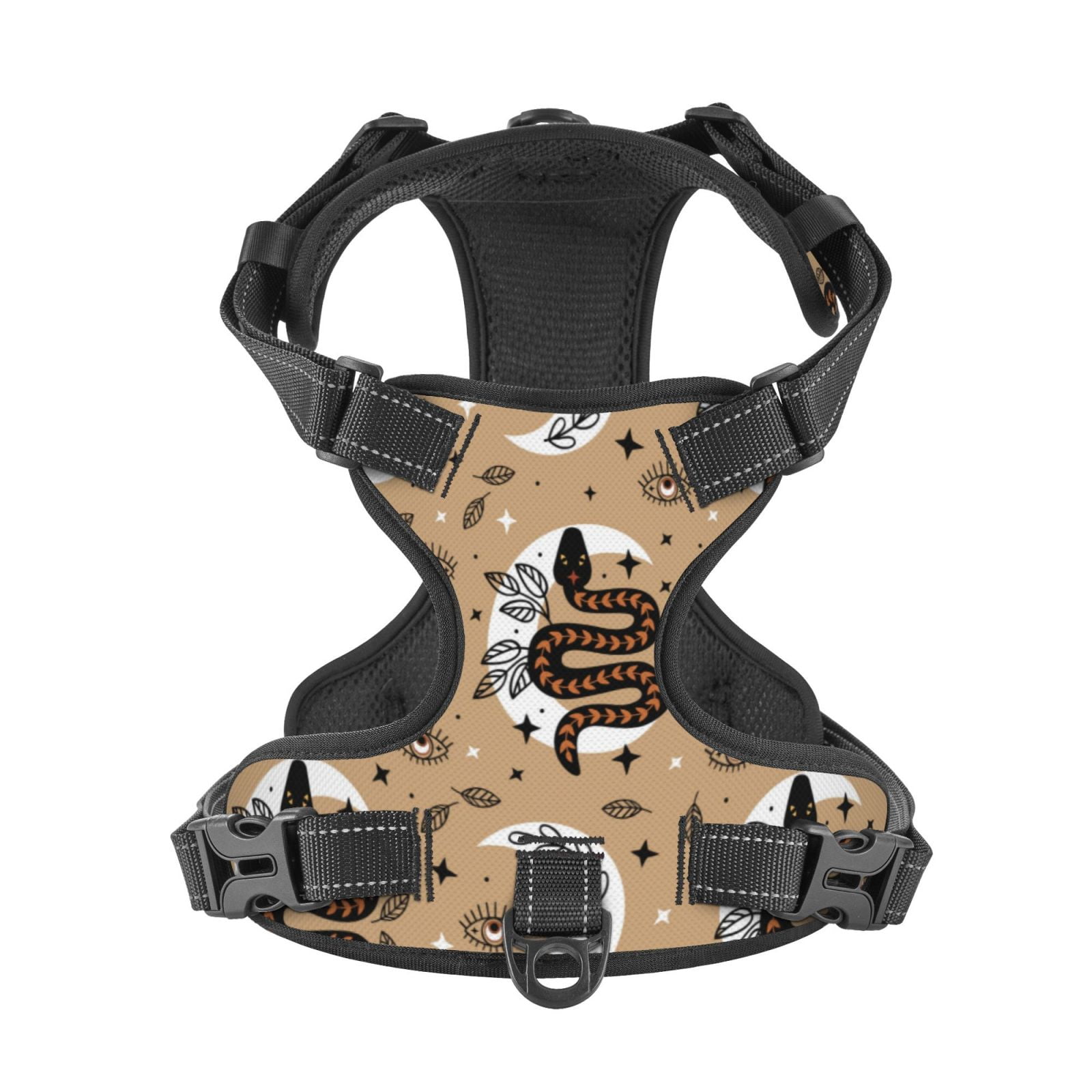 Kdxio Snake And Flower Print No Pull Dog Harness Adjustable Reflective Oxford Easy Control Medium Large Dog Harness for Training and Everyday-X-Large