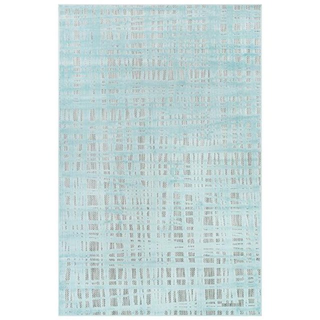 Trans-Ocean Imports RTO58703704 Liora Manne Rialto Grid Indoor & Outdoor Rug, Aqua - 4 ft. 10 in. x 7 ft. 6 in.