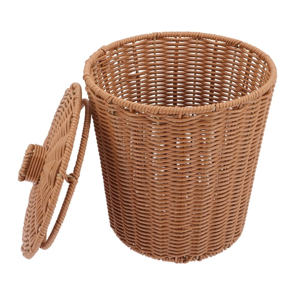 TAILTOSS Storage with Lid Woven Storage Basket Brown for Home Decor 1Pack