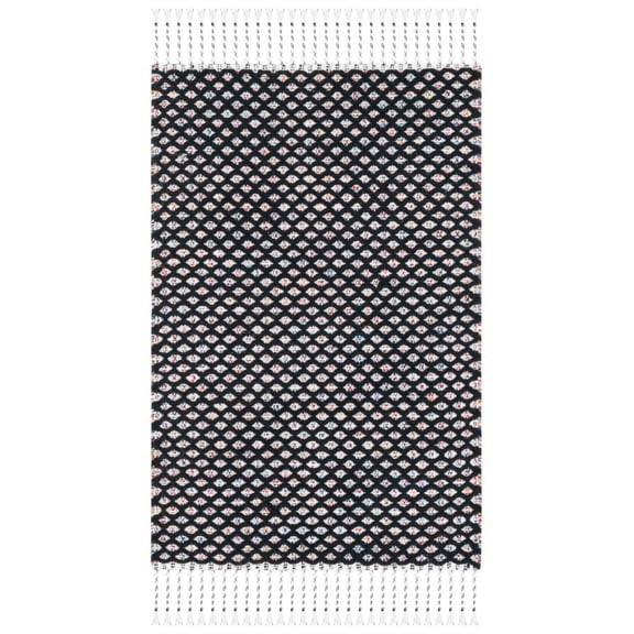 SAFAVIEH Montauk Annie Geometric Cotton Area Rug, Black/Ivory, 4' x 6'