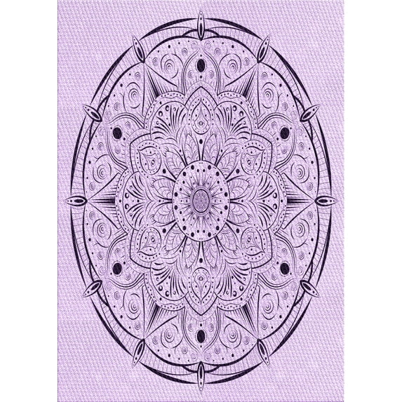 Ahgly Company Indoor Rectangle Patterned Rich Lilac Purple Area Rugs, 8' x 12'