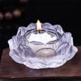 thumbnail image 2 of Clearance! 7 Colors Crystal Glass Lotu Flower Candle Tea Light Holder Buddhist Candlestick, 2 of 2