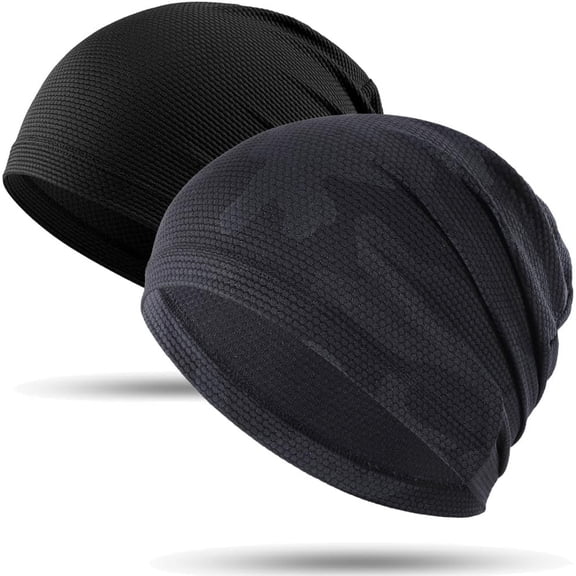 Minzimin 2 Pack - Running Cap, Skull Caps Fashion Breathable Slouchy Beanie Bicycle Cycling Sport Caps for Men Women Summer