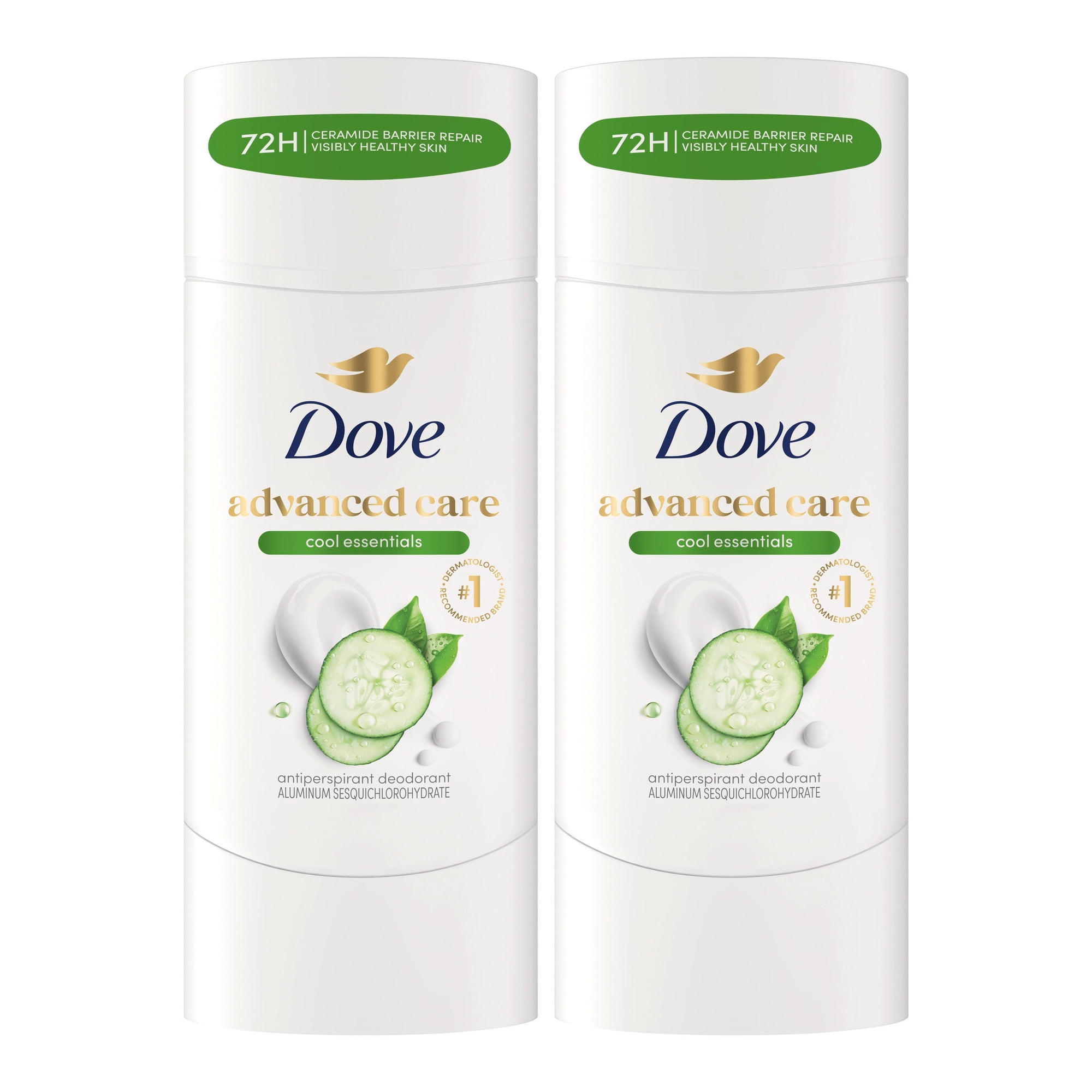 Dove Advanced Care Antiperspirant Deodorant Stick for 72-Hour Odor Protection Cool Essentials Pro-Ceramide Technology, 2.6 oz Twin Pack