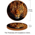 thumbnail image 3 of Leopard Microfiber Leather Round Coasters (6PCS) - 11x11 cm/4.3x4.3 in - Set of 6 Drink Coasters for Home and Office Use, 3 of 6