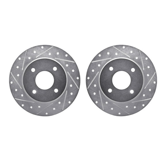 Dynamic Friction Company Rear Brake Rotors-Drilled and Slotted-Silver 7002-67105