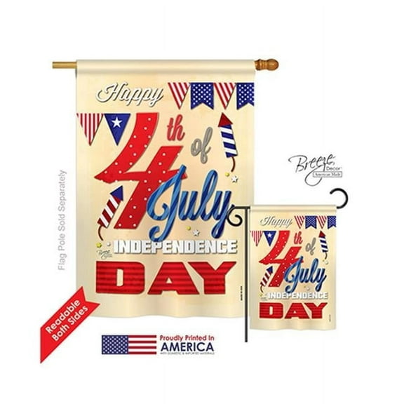 Breeze Decor H111008-BO Happy 4th Americana Fourth of July Impressions Decorative Vertical 28" x 40"