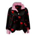 thumbnail image 3 of Valentines Day Outfit Women Long Sleeve Button Up Valentine Heart Lapel Collared Dressy Blouse, 3 of 5