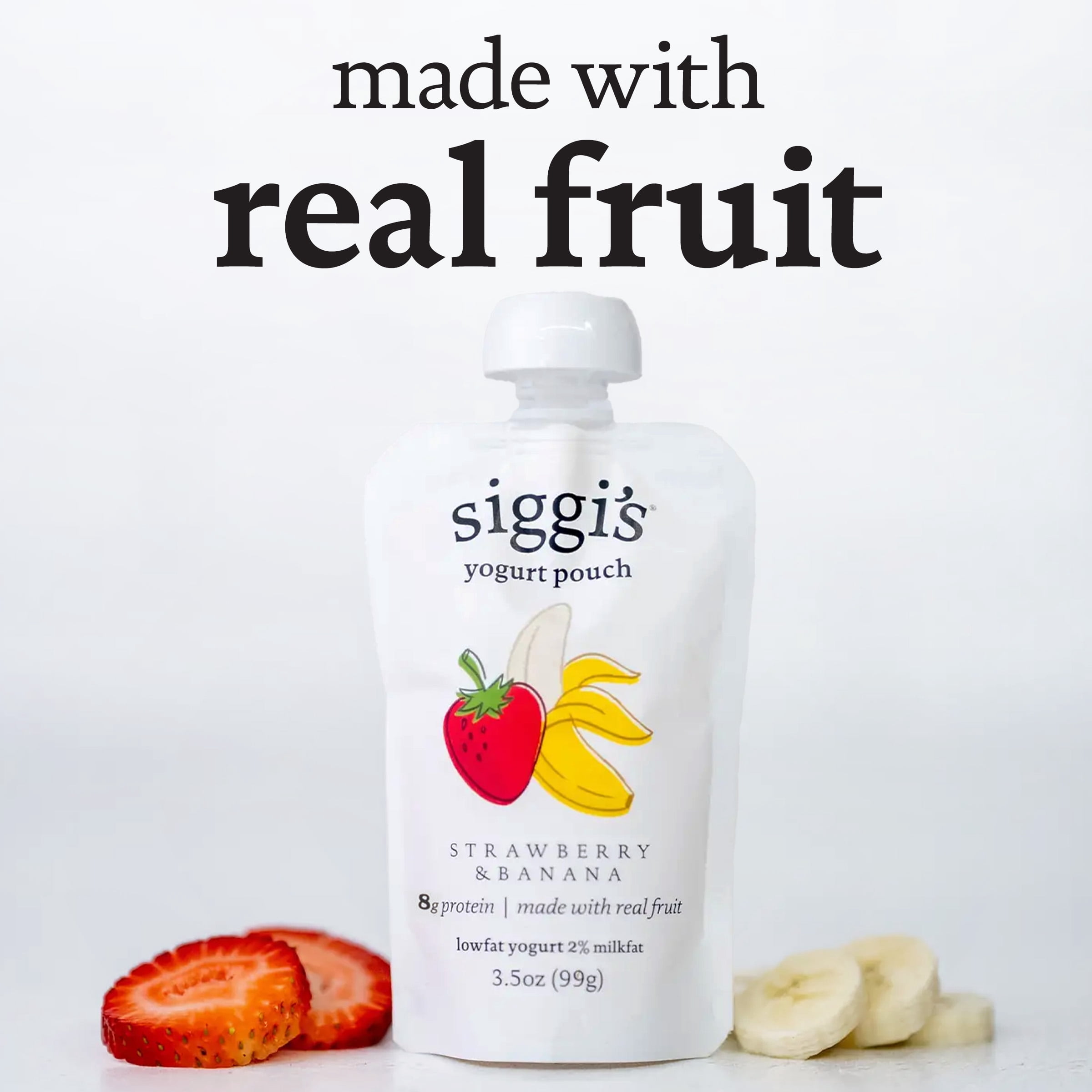 Siggi’s Reduced Fat Yogurt Pouches, Strawberry Banana, 3.5 oz., 4 Ct