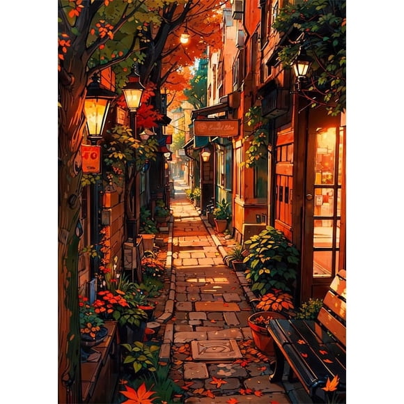 Japanese Street Scenery Sakura Architecture Canvas Posters and Prints Wall Art Paintings Mural for Modern Living Room Home Decor, 50*70cm, unframed.