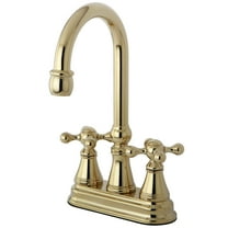 Kingston Brass KS2492KX Governor Two-Handle 2-Hole Deck Mount Bar Faucet in Polished Brass