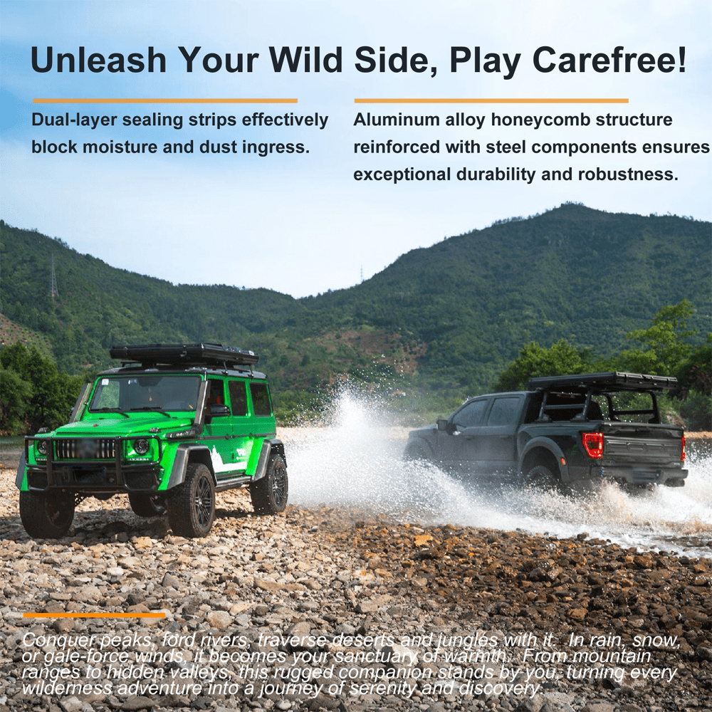 Jiadrooe Rooftop Tent Hard Shell - Rooftop Tent for Van Jeep SUV Truck Car Tents for Camping, Car Roof Tent Hard Shell Roof Top Tent Camping Waterproof, Windproof, Sturdy,2-3 People Tent