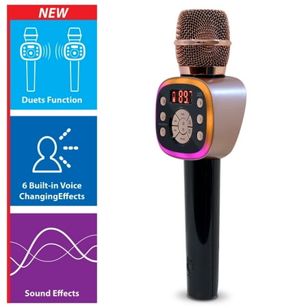 Singing Machine Bluetooth Carpool Karaoke Microphone 2.0, Stand Alone Mic, CPK565RD, Rose Gold