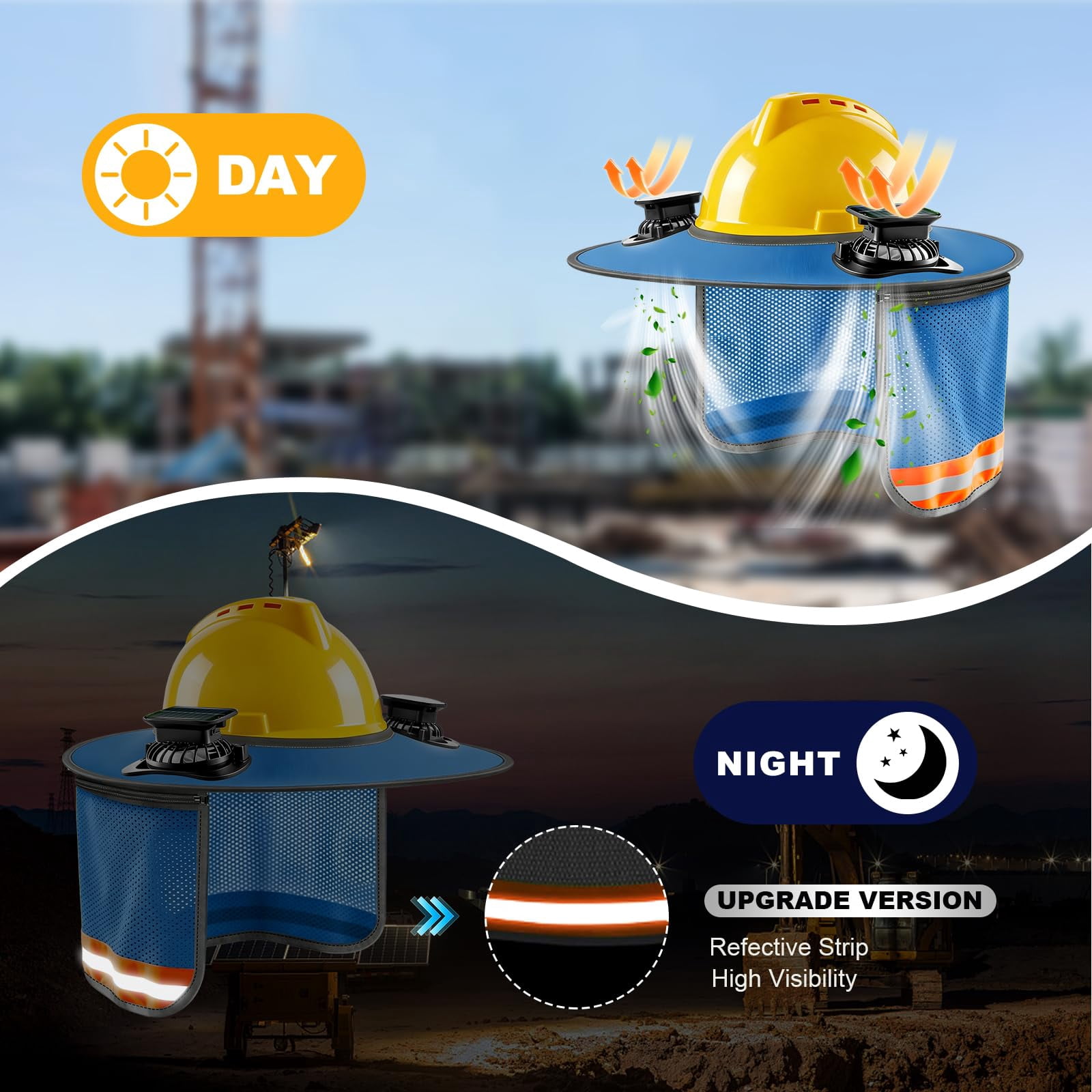 Hard Hat Sun Shade, Hard Hat Visor Full Brim Hardhat Sun Shield