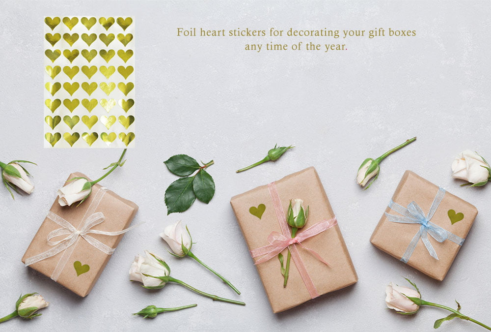 Mybbshower Gold Glitter Heart Stickers Engagement Party Wedding Invitation Decoration Envelope Seals Pack of 200 