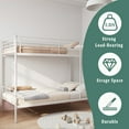 thumbnail image 5 of Jopath Twin over Twin Bunk Bed,Metal Bed Frame with Ladder and High Guardrail,Noise Free,White, 5 of 8