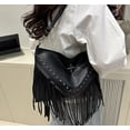 thumbnail image 5 of Sunyuer Fringe Purses for Women, Vintage PU Leather Tassel Purse Hobo Bag, Gothic Punk Studded Crossbody Bag Shoulder Bag, 5 of 11