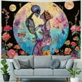 thumbnail image 4 of Creowell Trippy Skeleton Tapestry Aesthetic Moon Flower Wall Tapestry for Bedroom Floral Plants Tapestry The Skull Lovers Tapestry Wall Hanging for Home Decor Painting, 4 of 6