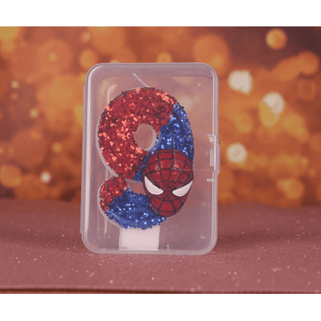 1PC Spiderman Number Candles 0-9 Set - Red Birthday Cake Candles for Kids, Gothic Party Decorations, Children's Celebration Memories