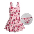 thumbnail image 4 of Uorisanigo Cute Strawberry Little Girls Swimsuits One Piece with Skirt Modest Swimwear for Kids Girls Bathing Suits Summer Beach, Size 3-4, 4 of 6