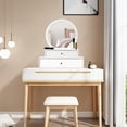 thumbnail image 2 of Giantex 2 Removable Spacious Drawer, 2 in 1 Vanity Top, Space-Saving Wall Mount & Placed, Dressing Table w/Round Mirror, Ideal for Bedroom, Bathroom &Hallw, White, 2 of 10
