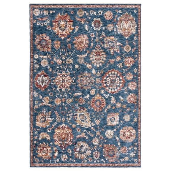 SAFAVIEH Heirloom Kenelm Floral Polyester Area Rug, Navy/Beige, 5'3" x 7'6"