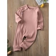 thumbnail image 4 of Bagilaanoe Newborn Baby Girl Boys Fall Jumpsuit Ribbed Long Sleeve Bodysuit Infant Autumn Zipper One Piece Romper, 4 of 9